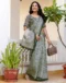 Dark Green Khadi Printed Saree for Elegant Ethnic & Daily Wear