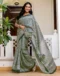 Dark Green Khadi Printed Saree for Elegant Ethnic & Daily Wear - Image 4